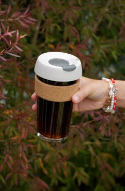 Brew Cork Glass 454ml Reusable Tea/Coffee Cup -Camping Gear Store 16ozillust2